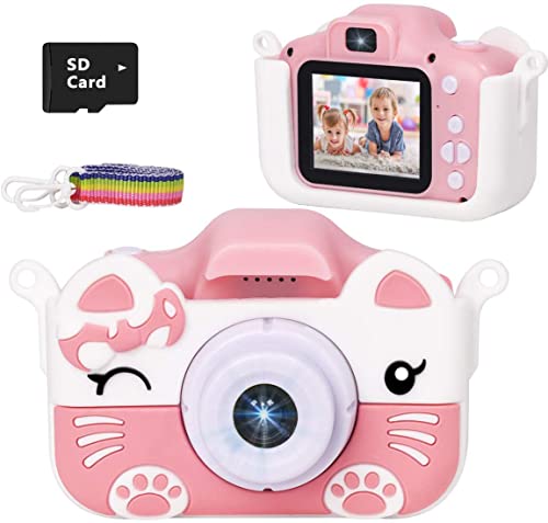 Kids Selfie Digital Camera – Portable 1080P Fun Toy Gift for Ages 2-10 (Pink)