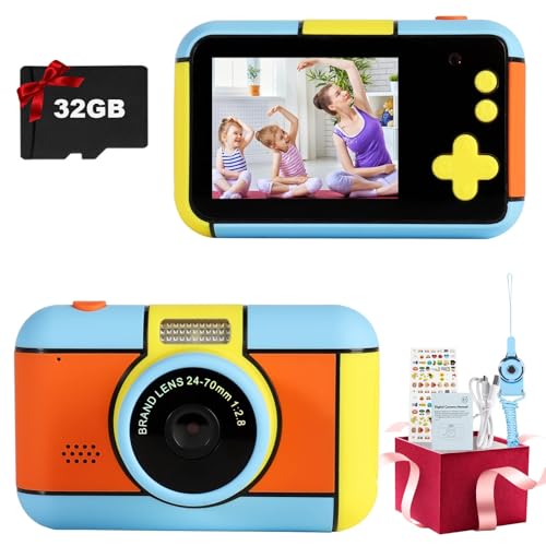 Kids Dual Lens Digital Camera, 24MP HD Selfie with 2.4″ LCD & 32GB SD Card