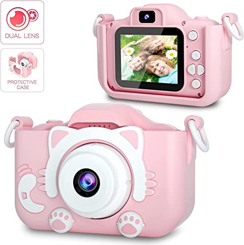 Children’s Cartoon Camera, 20MP Dual Lens, 1080P HD for Kids, Lightweight & Fun, Pink