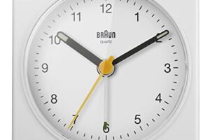 Braun BC03W Alarm Clock: Snooze, Light & Quiet Quartz Movement – White