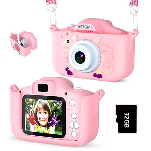 Kids’ Digital Camera – 2″ HD Recorder for Ages 3-10 – 1080p, 32GB SD Card, Pink