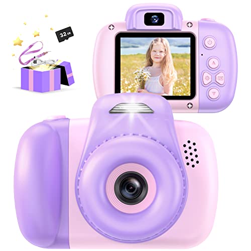 AONISE Kids Camera – 32GB, 1080P HD Dual Lens Selfie Camera for Ages 3-12 (Purple)