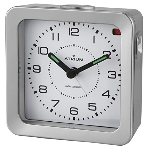 Atrium A660-19 Silent Quartz Alarm Clock with Light & Snooze – Silver