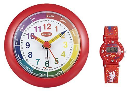 DigiTech Red Alarm Clock & Children’s Watch Set – Fun Wake-Up Gift