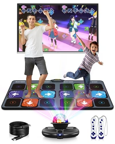 Acelufly Wireless Flannel Dance Mat with Disco Ball & Controllers for Kids & Adults