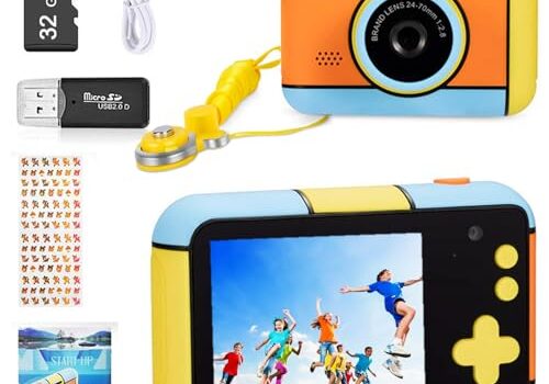 YunLone Kids 1080P Digital Selfie Camera with 2.4” LCD & 32GB Card for Ages 3-10