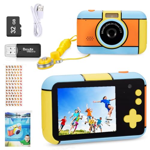 YunLone Kids 1080P Digital Selfie Camera with 2.4” LCD & 32GB Card for Ages 3-10