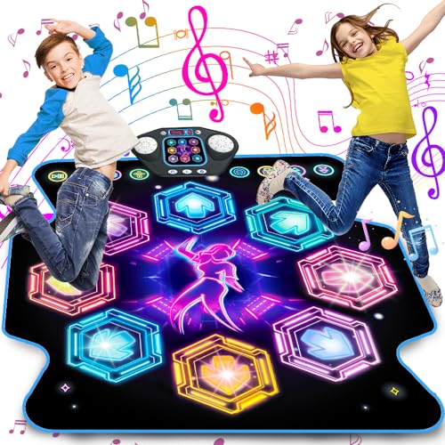 VATOS Dance Mat for Girls – Electronic Dance Pad with 8 LED Lights & Music Toy