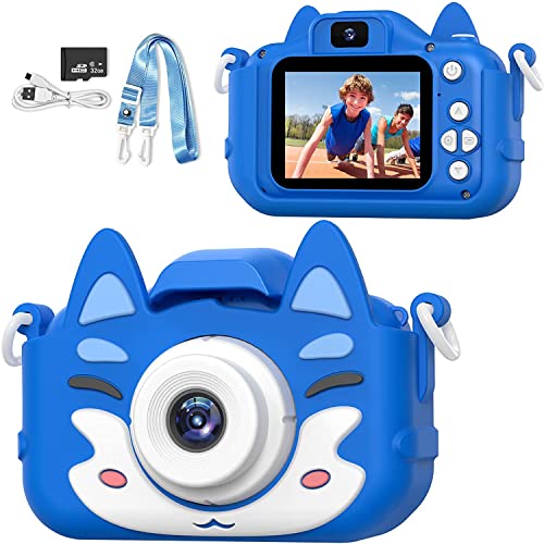 AONISE Kids Digital Camera – 1080P HD, Dual Lens, 32GB SD Card – Perfect Gifts for Ages 3-12 (Blue)