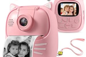 OFIKAL 50MP Kids Instant Camera – 3 Rolls Print Paper, 1080P HD, 32GB TF Card (Pink)