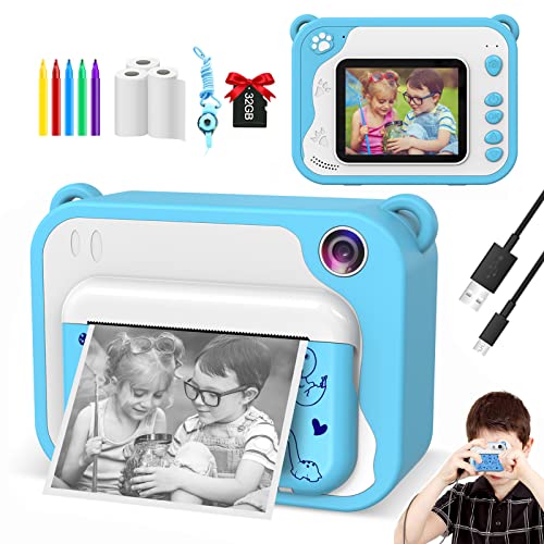 Uleway Kids Instant Print Camera – 1080P Digital, 12MP, 2.4″ Screen, 32GB, 5 Colors